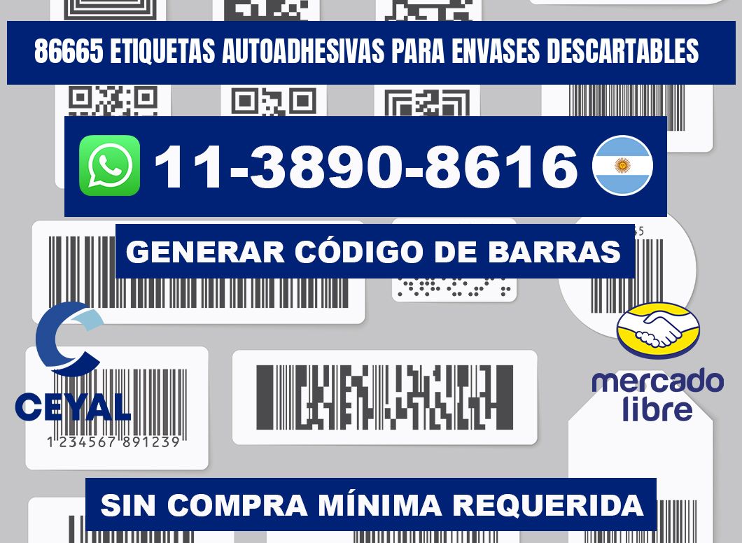 86665 etiquetas autoadhesivas para envases descartables
