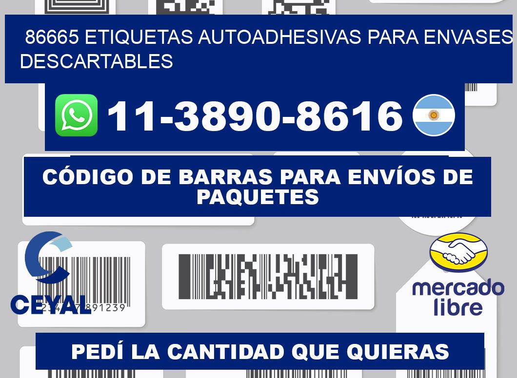 86665 etiquetas autoadhesivas para envases descartables