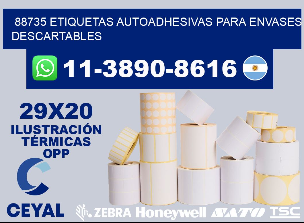 88735 etiquetas autoadhesivas para envases descartables