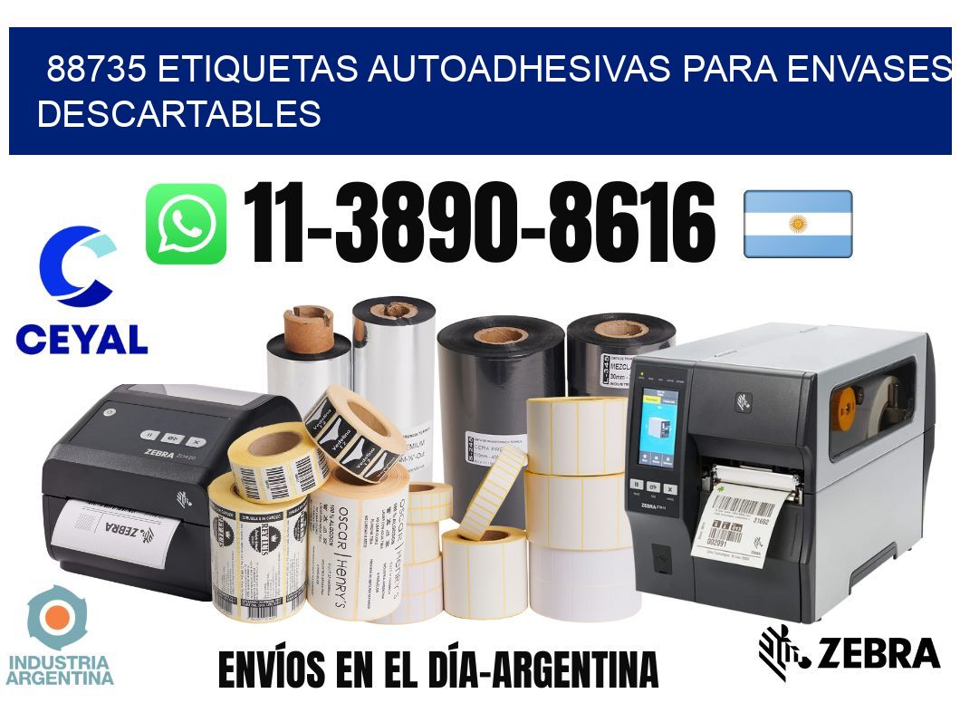 88735 etiquetas autoadhesivas para envases descartables