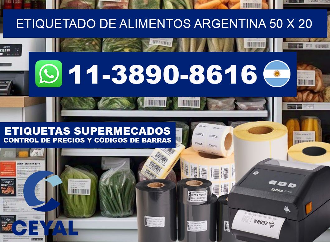 Etiquetado de alimentos Argentina 50 x 20