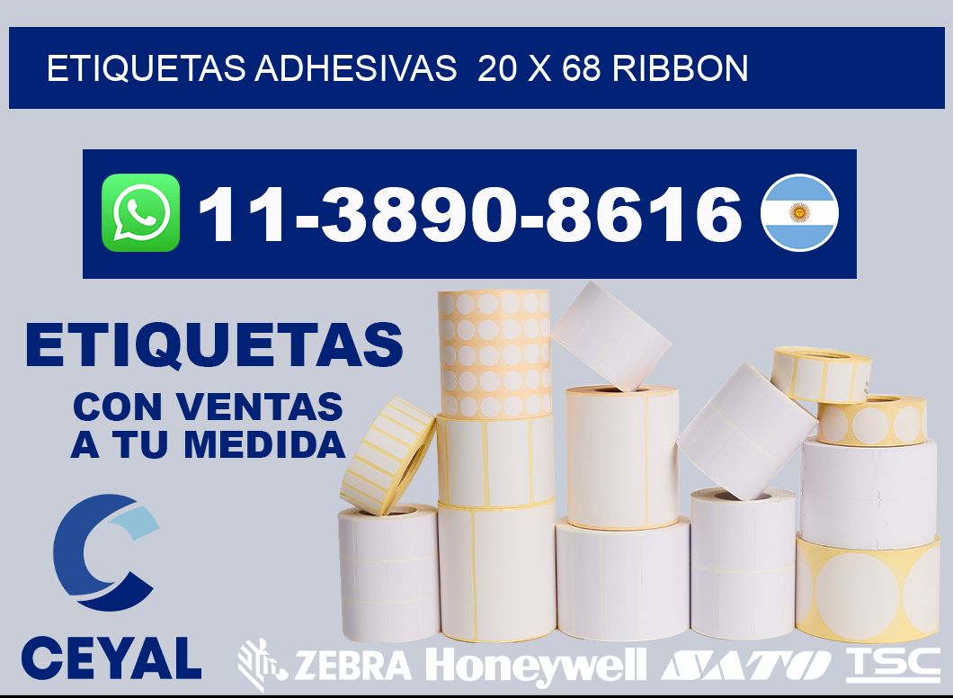Etiquetas adhesivas 20 x 68 ribbon