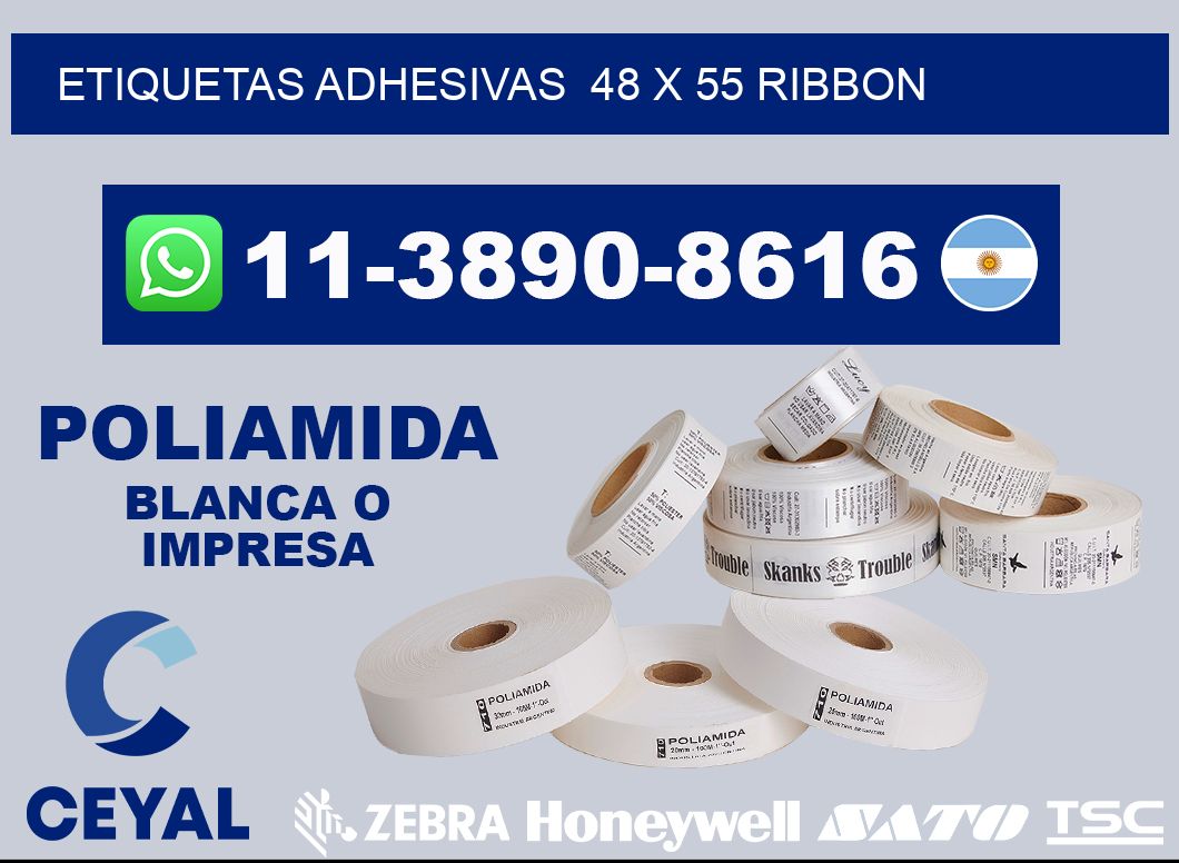 Etiquetas adhesivas  48 x 55 ribbon