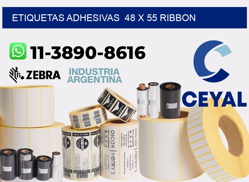Etiquetas adhesivas  48 x 55 ribbon