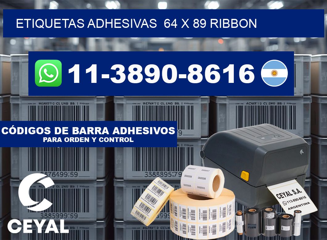 Etiquetas adhesivas  64 x 89 ribbon