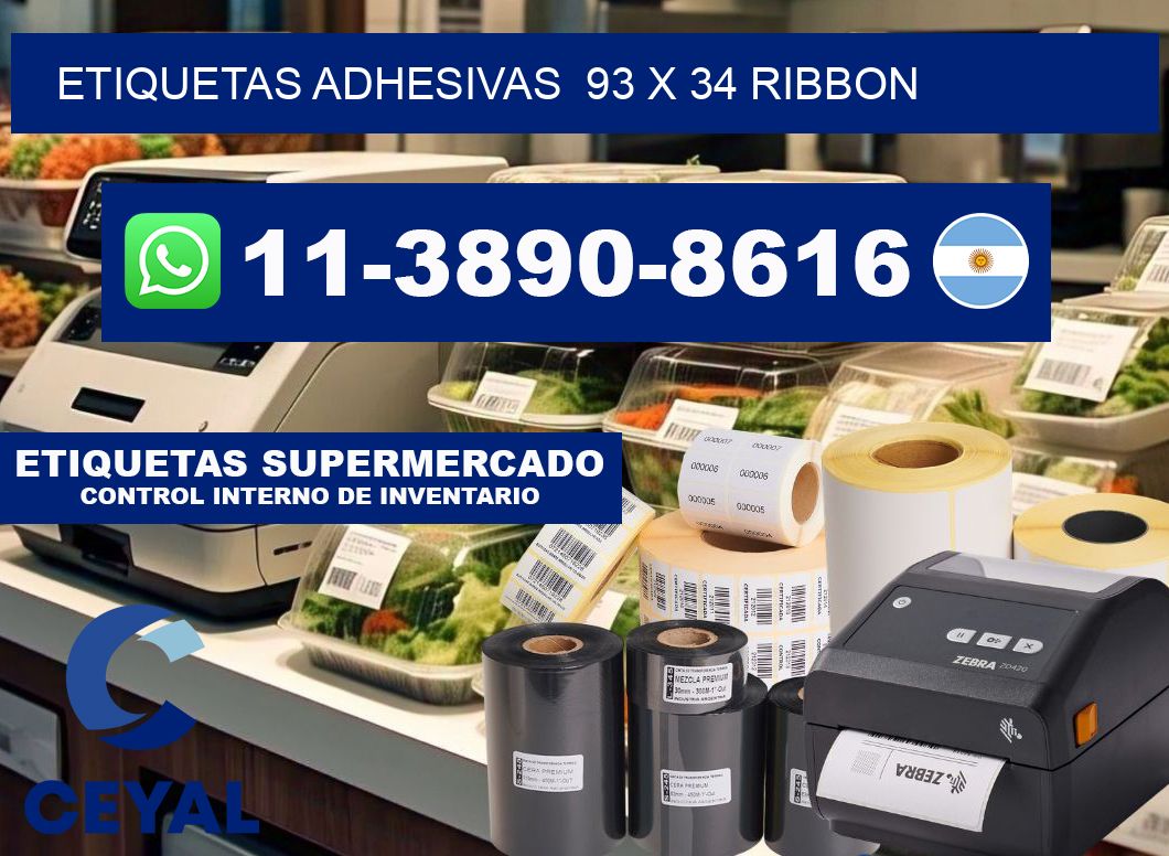 Etiquetas adhesivas 93 x 34 ribbon