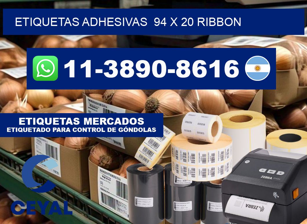 Etiquetas adhesivas  94 x 20 ribbon