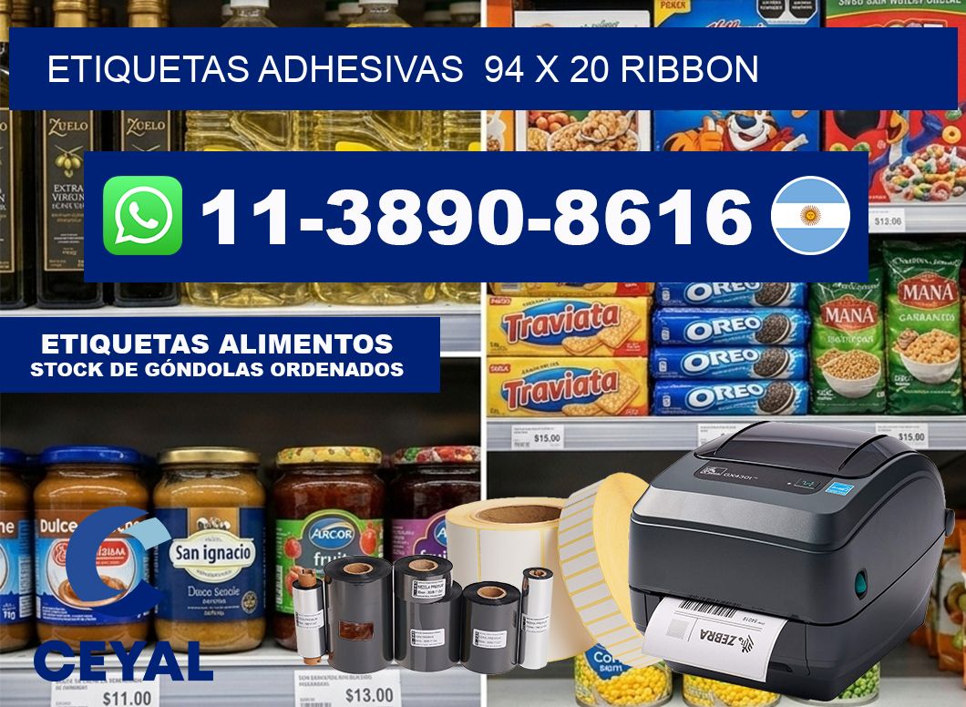 Etiquetas adhesivas  94 x 20 ribbon
