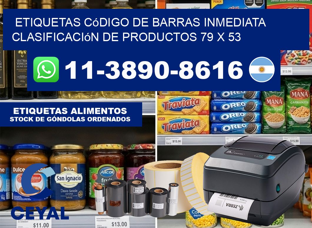 Etiquetas código de barras inmediata clasificación de productos 79 x 53