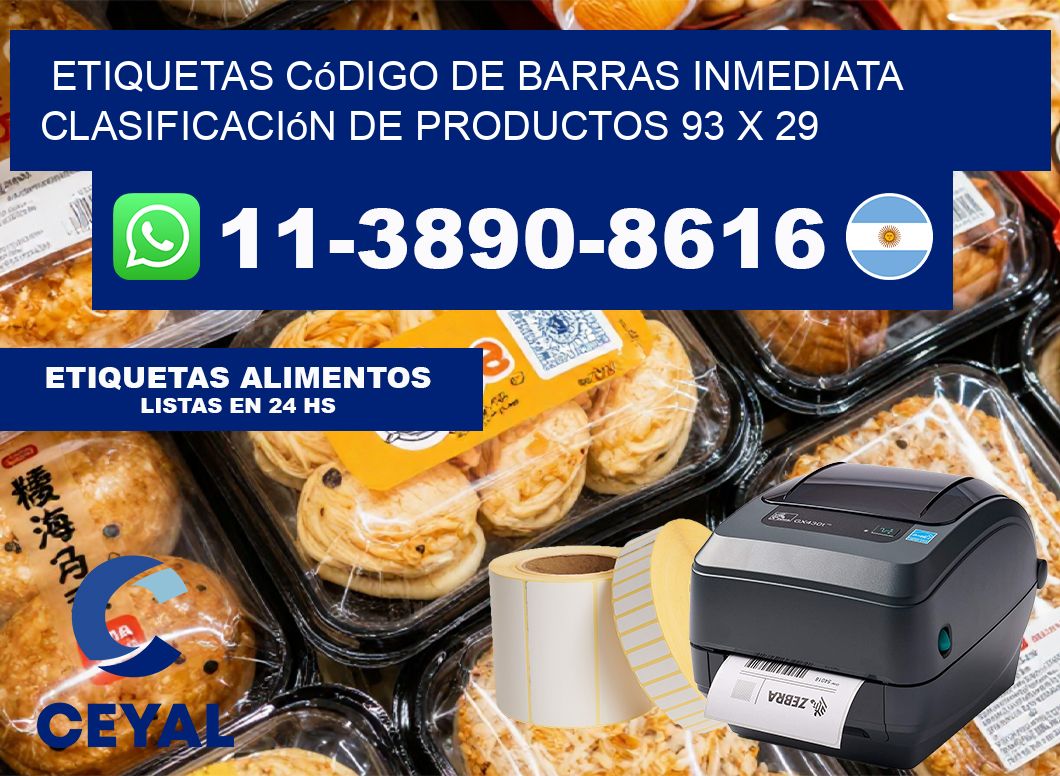Etiquetas código de barras inmediata clasificación de productos 93 x 29