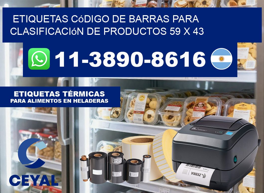 Etiquetas código de barras para clasificación de productos 59 x 43