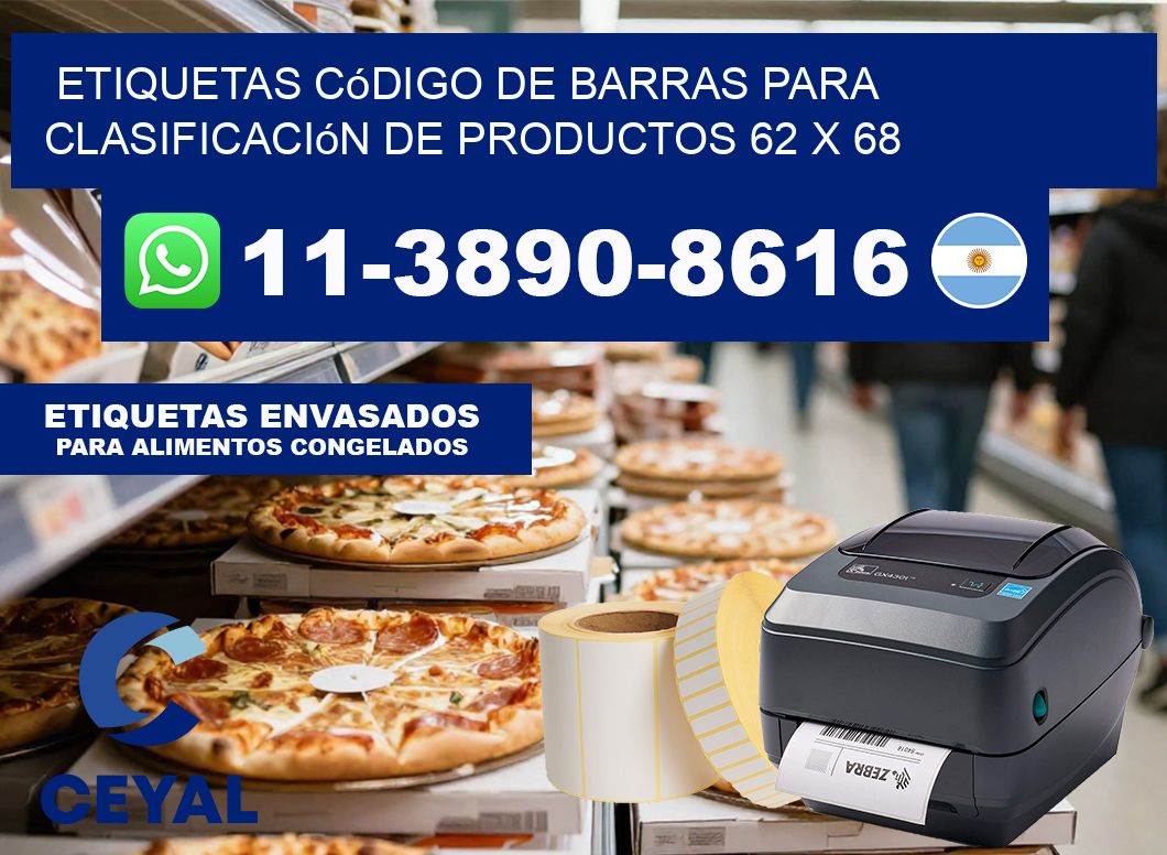 Etiquetas código de barras para clasificación de productos 62 x 68