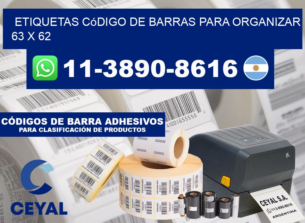 Etiquetas código de barras para organizar 63 x 62