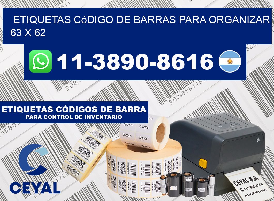 Etiquetas código de barras para organizar 63 x 62