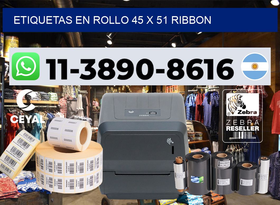 Etiquetas en rollo 45 x 51 ribbon