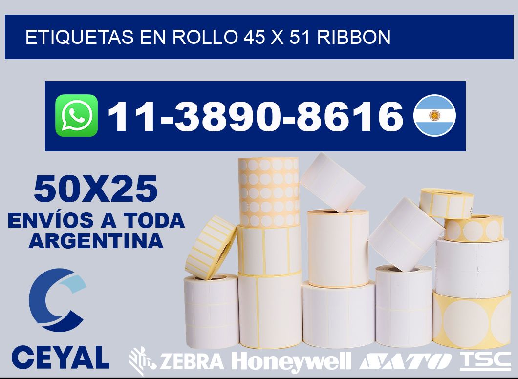 Etiquetas en rollo 45 x 51 ribbon