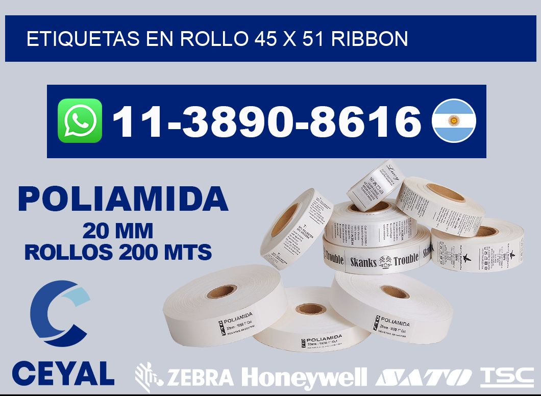 Etiquetas en rollo 45 x 51 ribbon