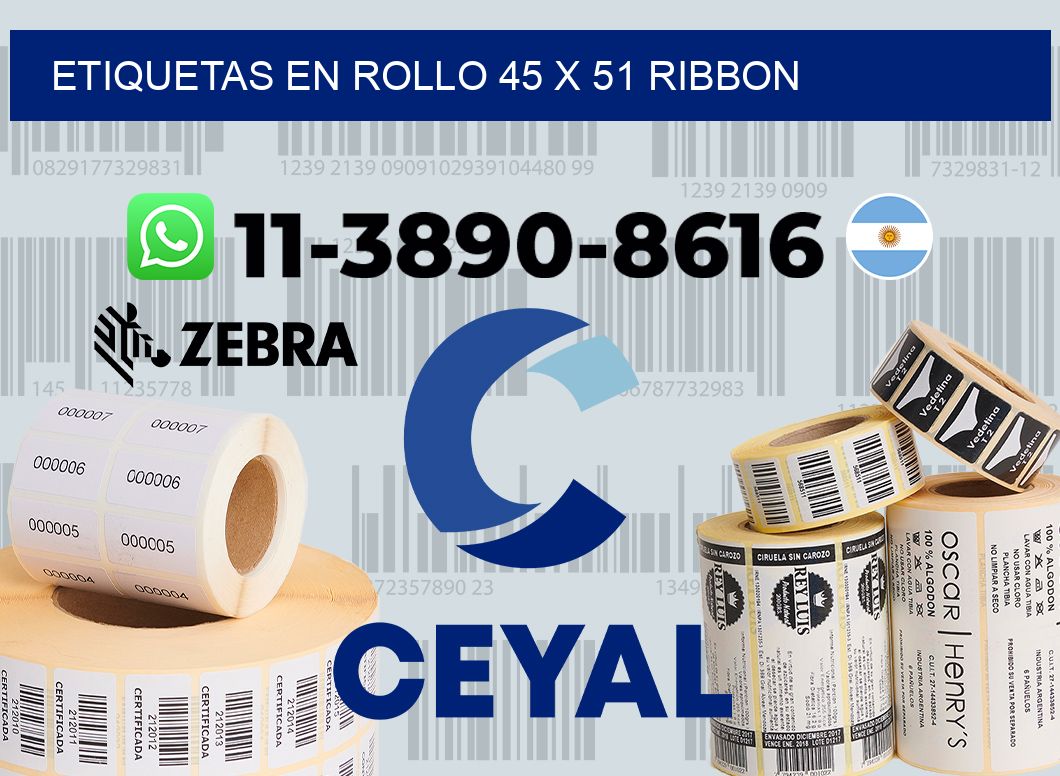 Etiquetas en rollo 45 x 51 ribbon