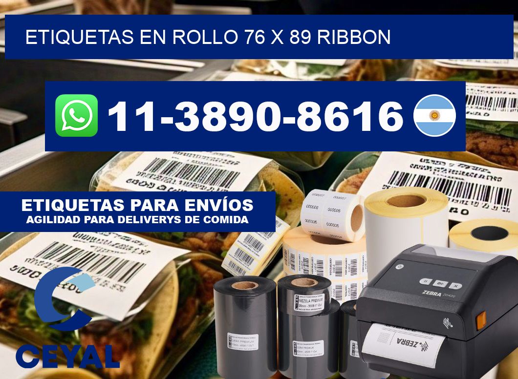 Etiquetas en rollo 76 x 89 ribbon