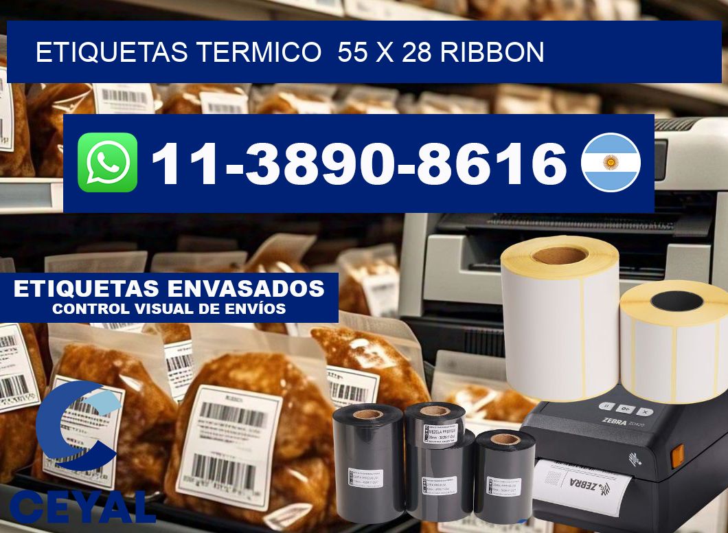 Etiquetas termico 55 x 28 ribbon