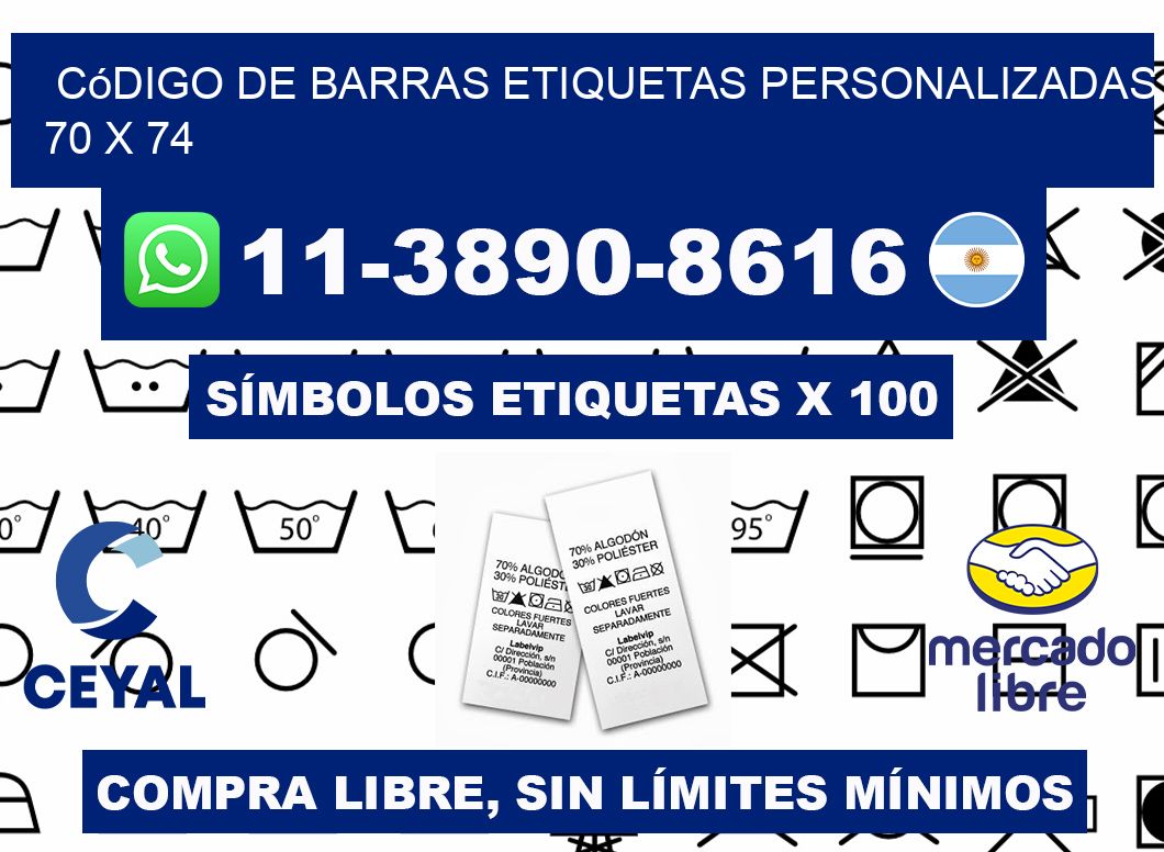 código de barras etiquetas personalizadas 70 x 74
