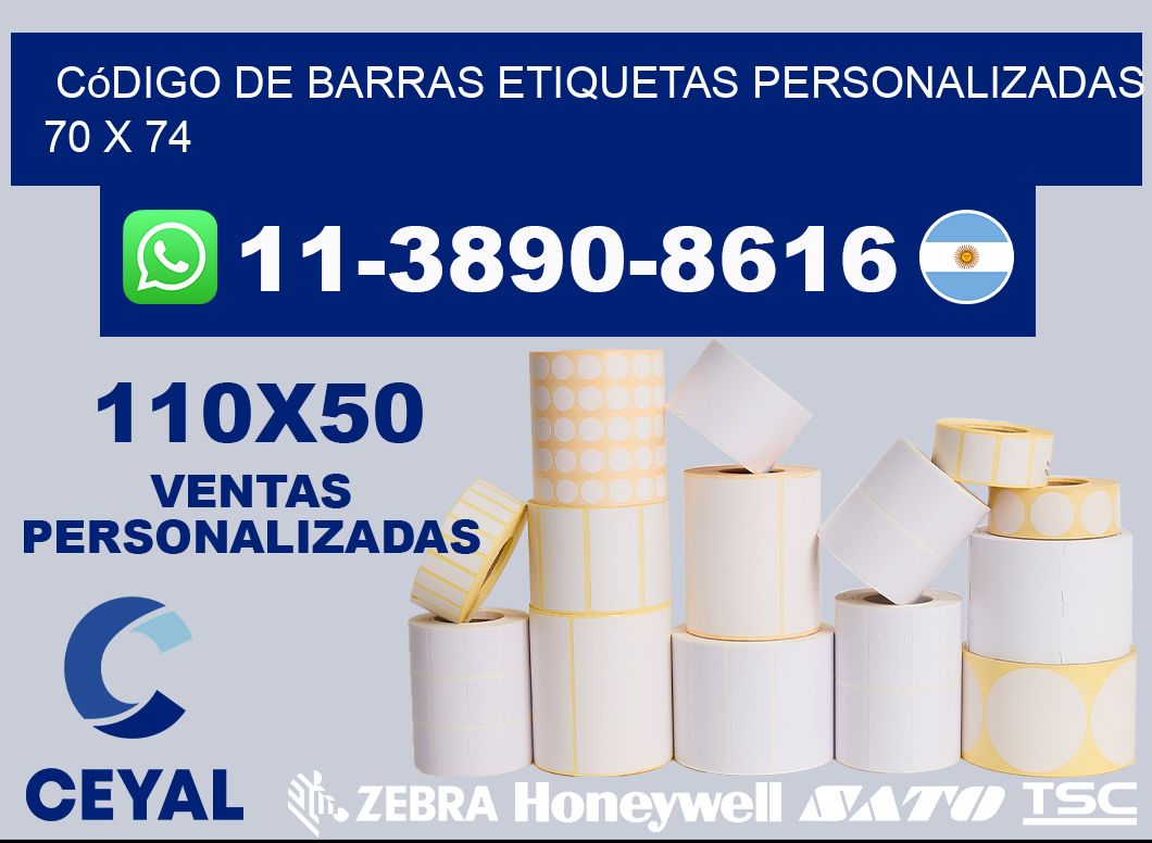 código de barras etiquetas personalizadas 70 x 74
