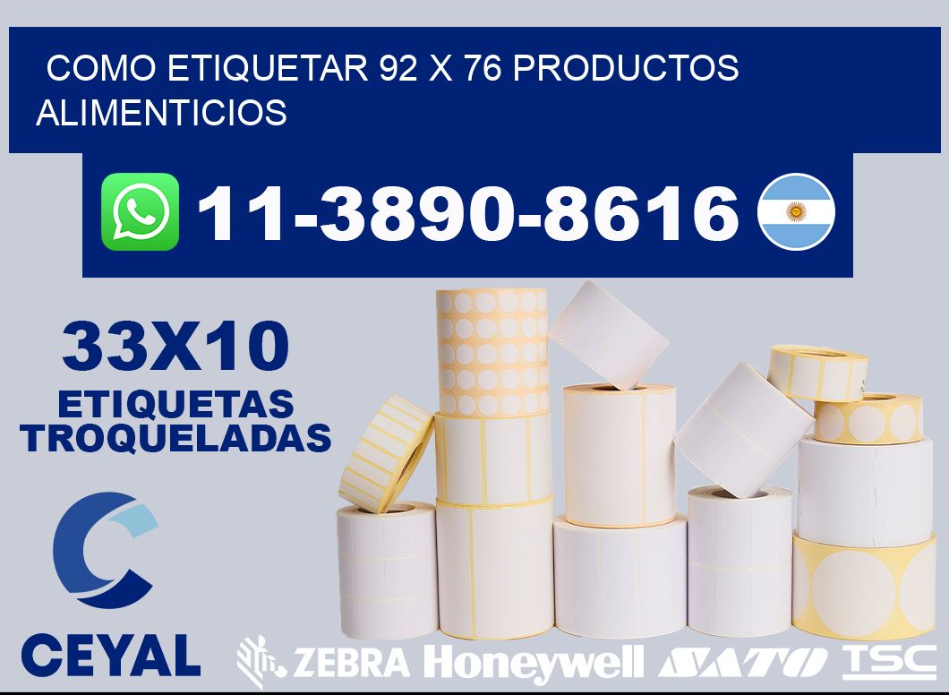 como etiquetar 92 x 76 productos alimenticios