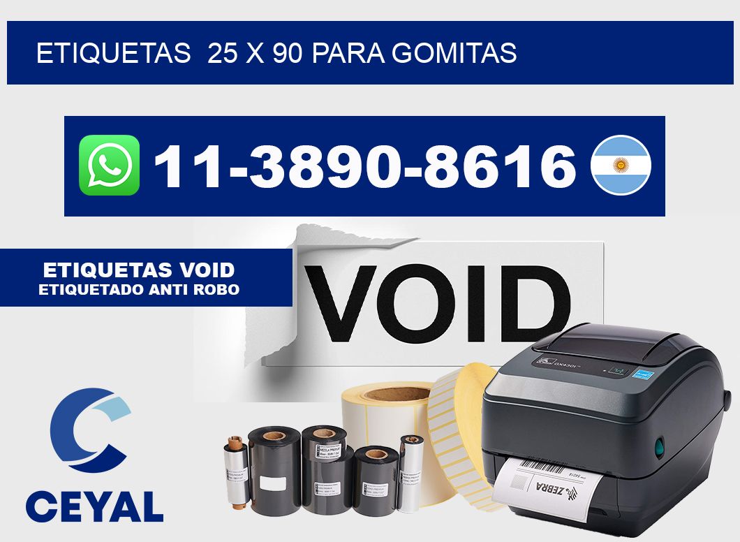 etiquetas  25 x 90 para Gomitas