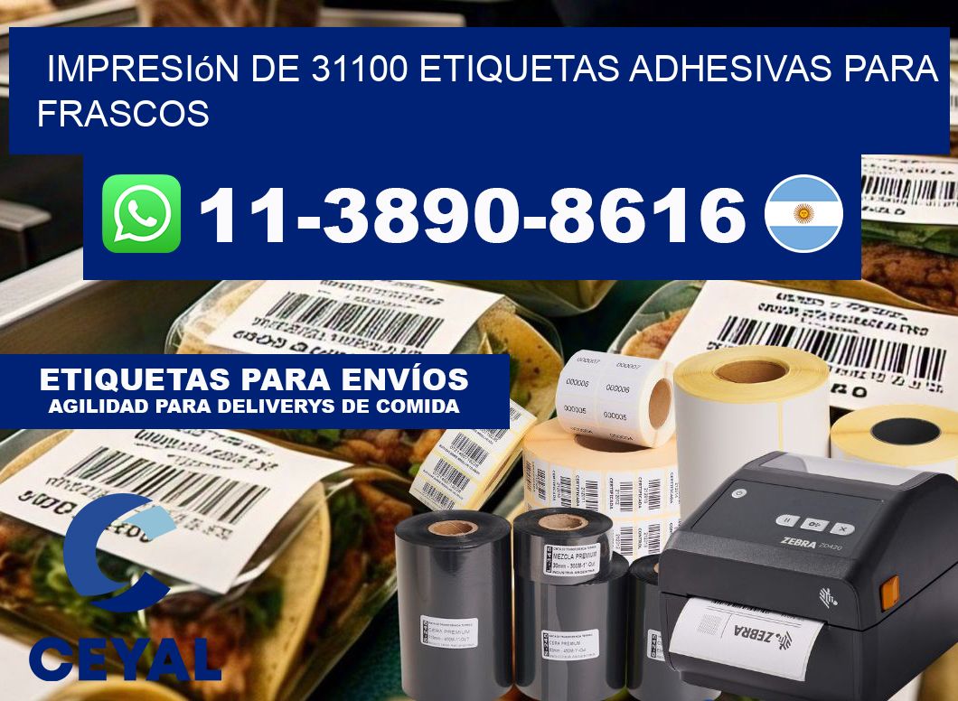 impresión de 31100 etiquetas adhesivas para frascos