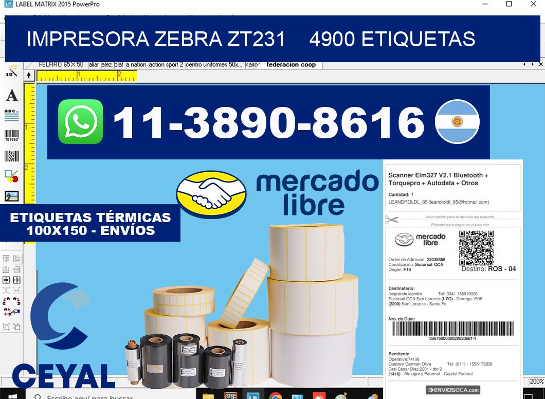 impresora zebra zt231 4900 etiquetas