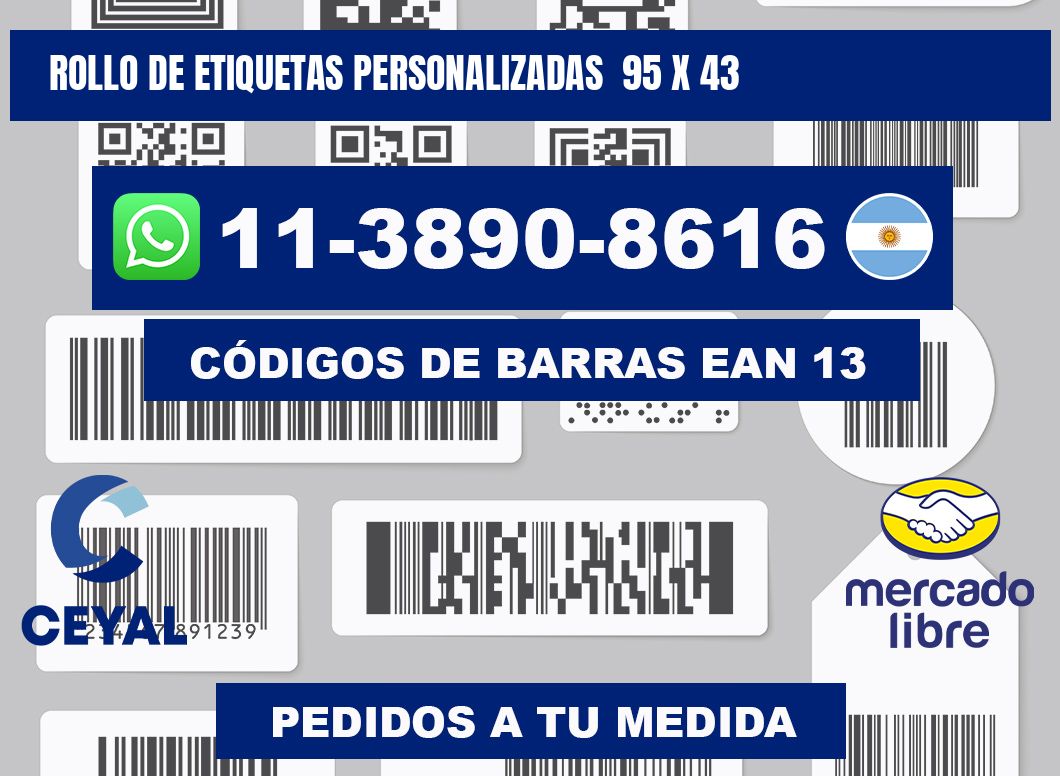 rollo de etiquetas personalizadas  95 x 43