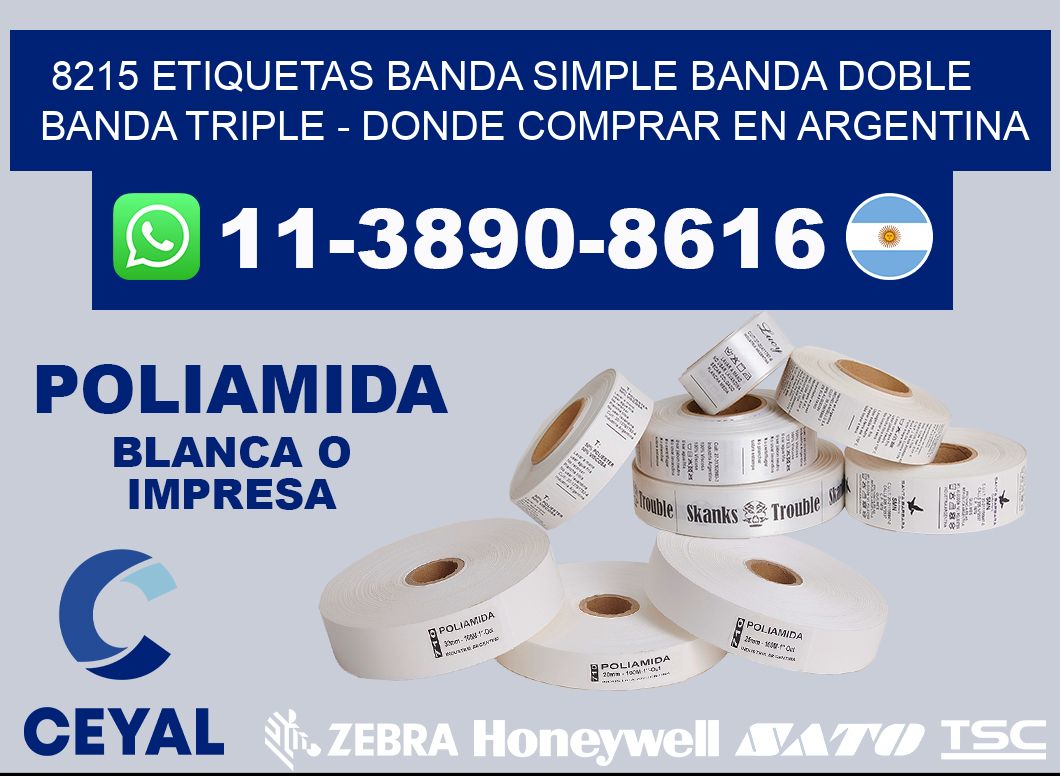 8215 etiquetas banda simple banda doble banda triple - Donde Comprar en Argentina