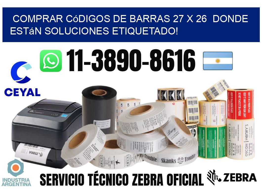 Comprar códigos de barras 27 x 26  donde están soluciones etiquetado!