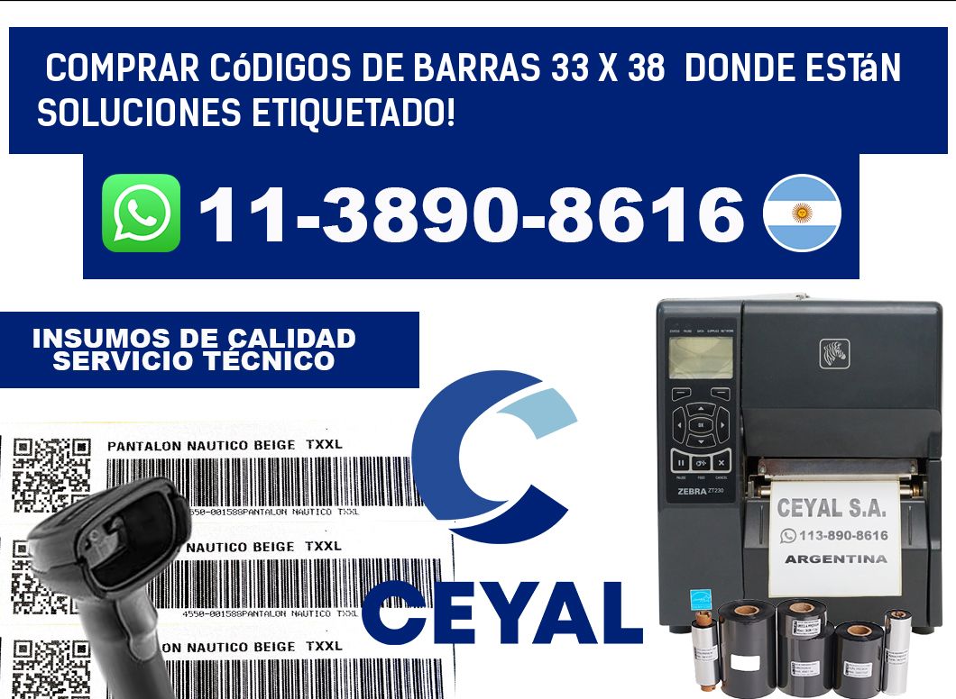 Comprar códigos de barras 33 x 38  donde están soluciones etiquetado!