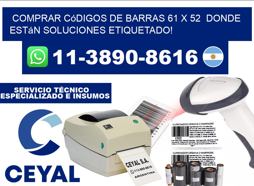 Comprar códigos de barras 61 x 52  donde están soluciones etiquetado!