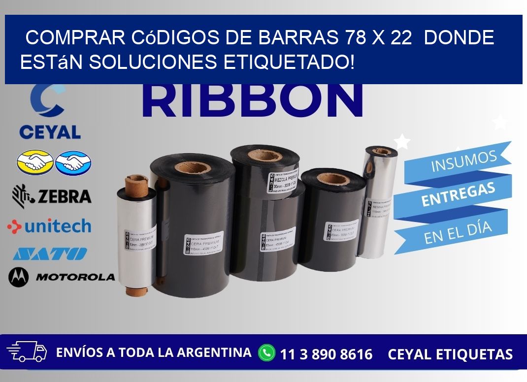 Comprar códigos de barras 78 x 22  donde están soluciones etiquetado!
