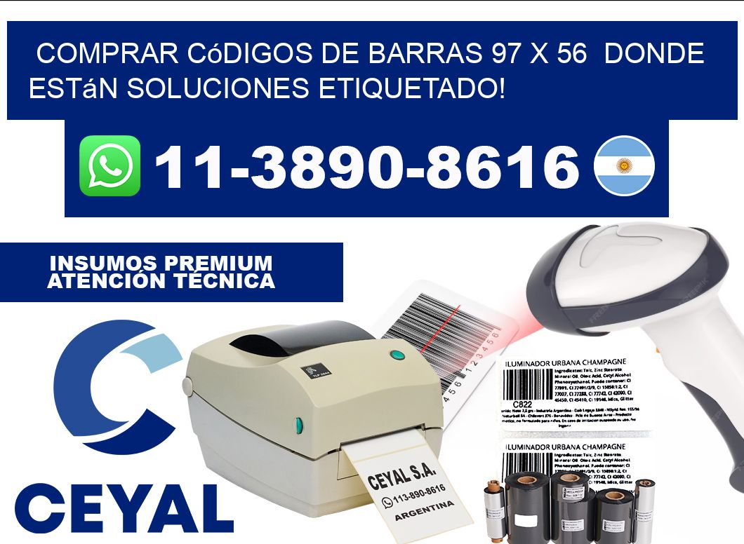 Comprar códigos de barras 97 x 56  donde están soluciones etiquetado!