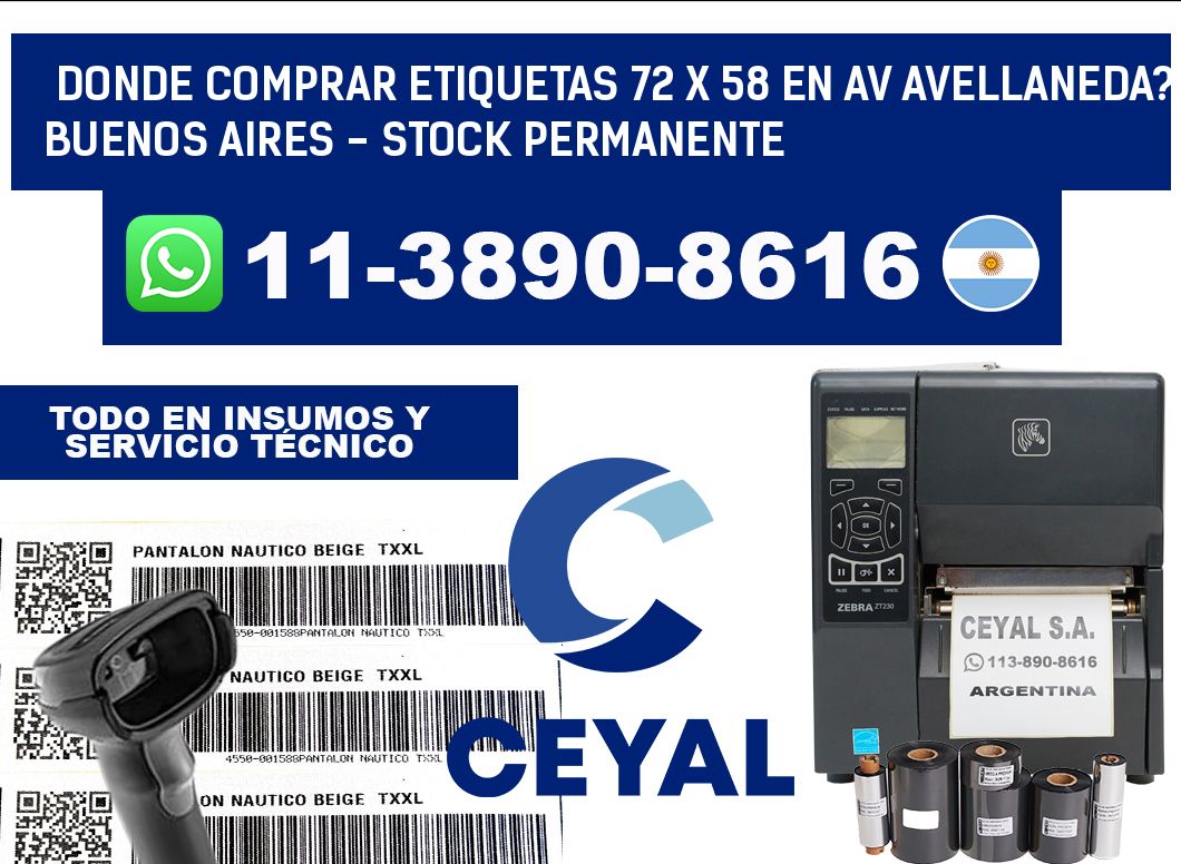Donde Comprar etiquetas 72 x 58 en AV AVELLANEDA? Buenos Aires - Stock permanente