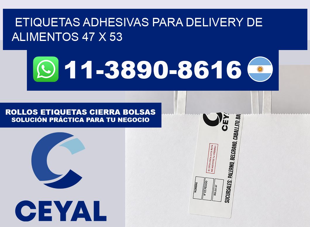 ETIQUETAS ADHESIVAS PARA DELIVERY DE ALIMENTOS 47 x 53