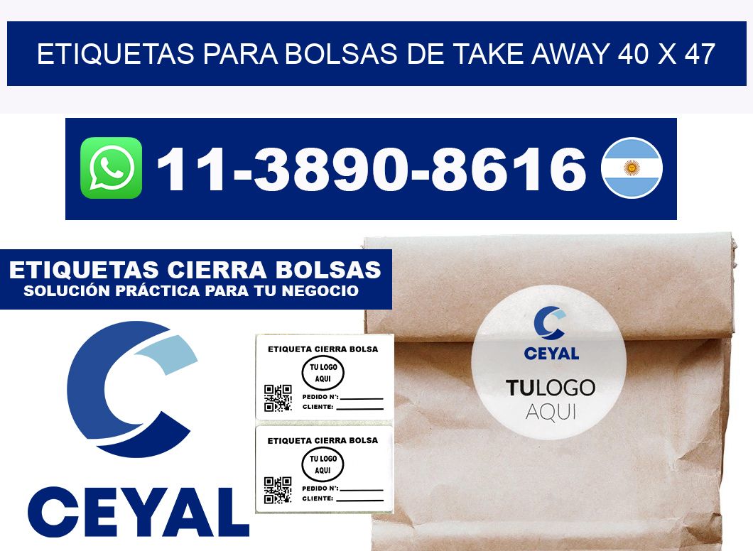 ETIQUETAS PARA BOLSAS DE TAKE AWAY 40 x 47