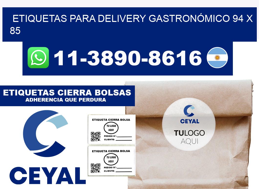 ETIQUETAS PARA DELIVERY GASTRONÓMICO 94 x 85