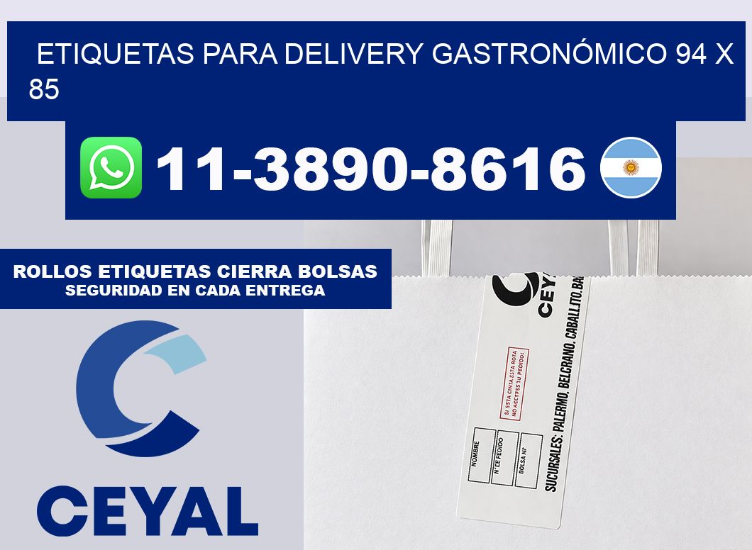 ETIQUETAS PARA DELIVERY GASTRONÓMICO 94 x 85