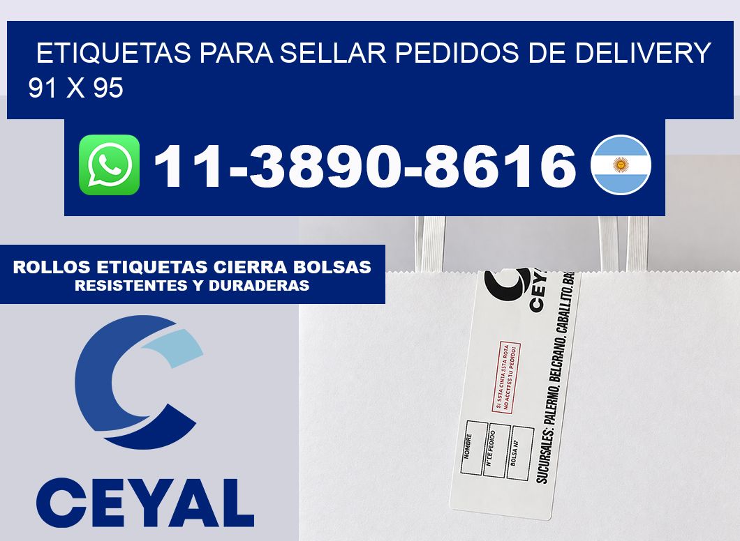 ETIQUETAS PARA SELLAR PEDIDOS DE DELIVERY 91 x 95