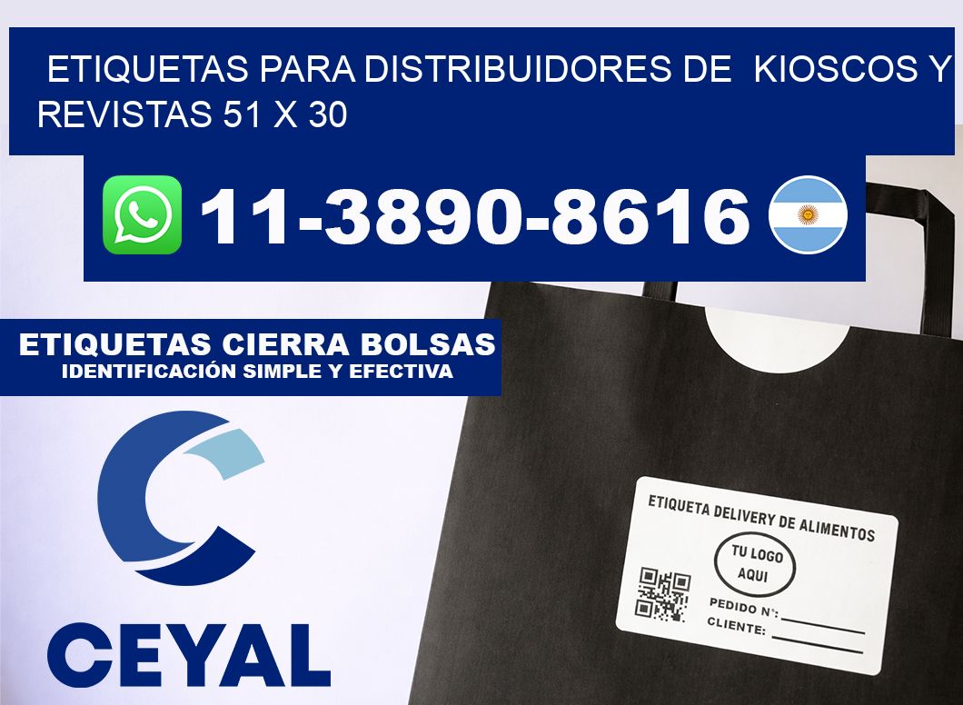 Etiquetas para distribuidores de  kioscos y revistas 51 x 30