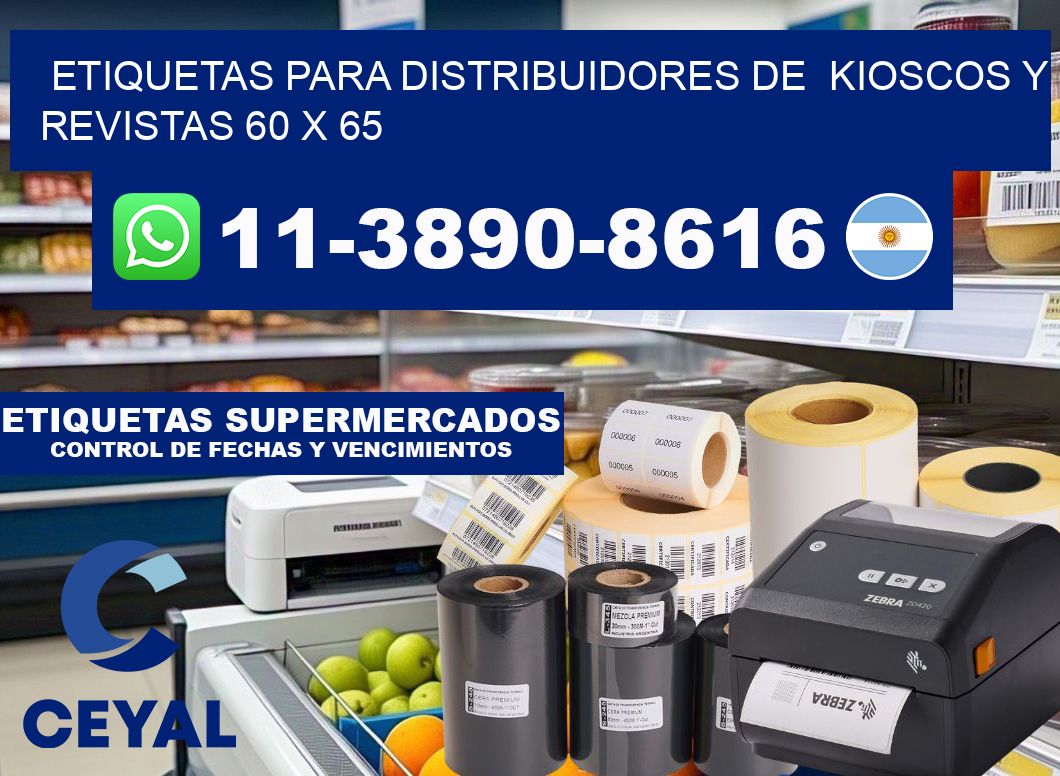 Etiquetas para distribuidores de  kioscos y revistas 60 x 65
