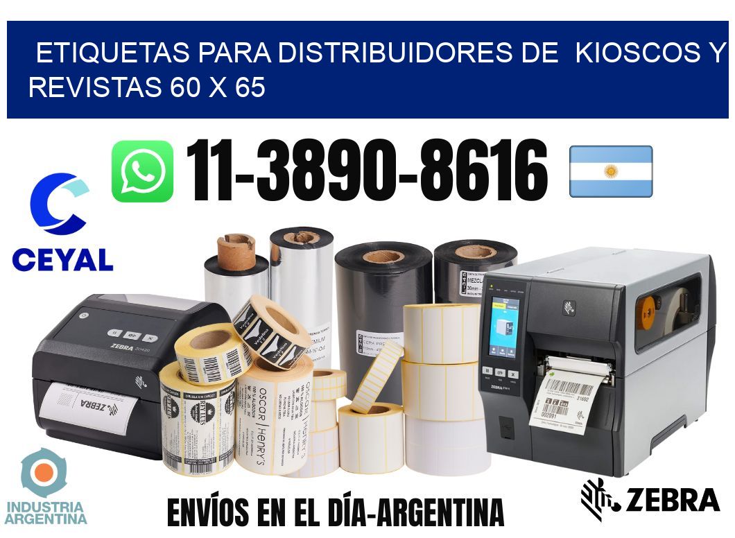 Etiquetas para distribuidores de  kioscos y revistas 60 x 65