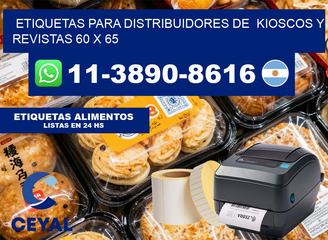 Etiquetas para distribuidores de  kioscos y revistas 60 x 65