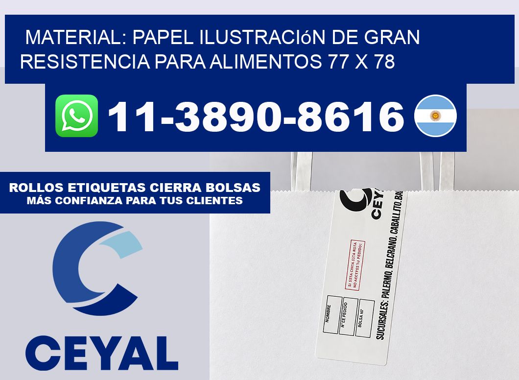 Material: papel ilustración de gran resistencia para alimentos 77 x 78