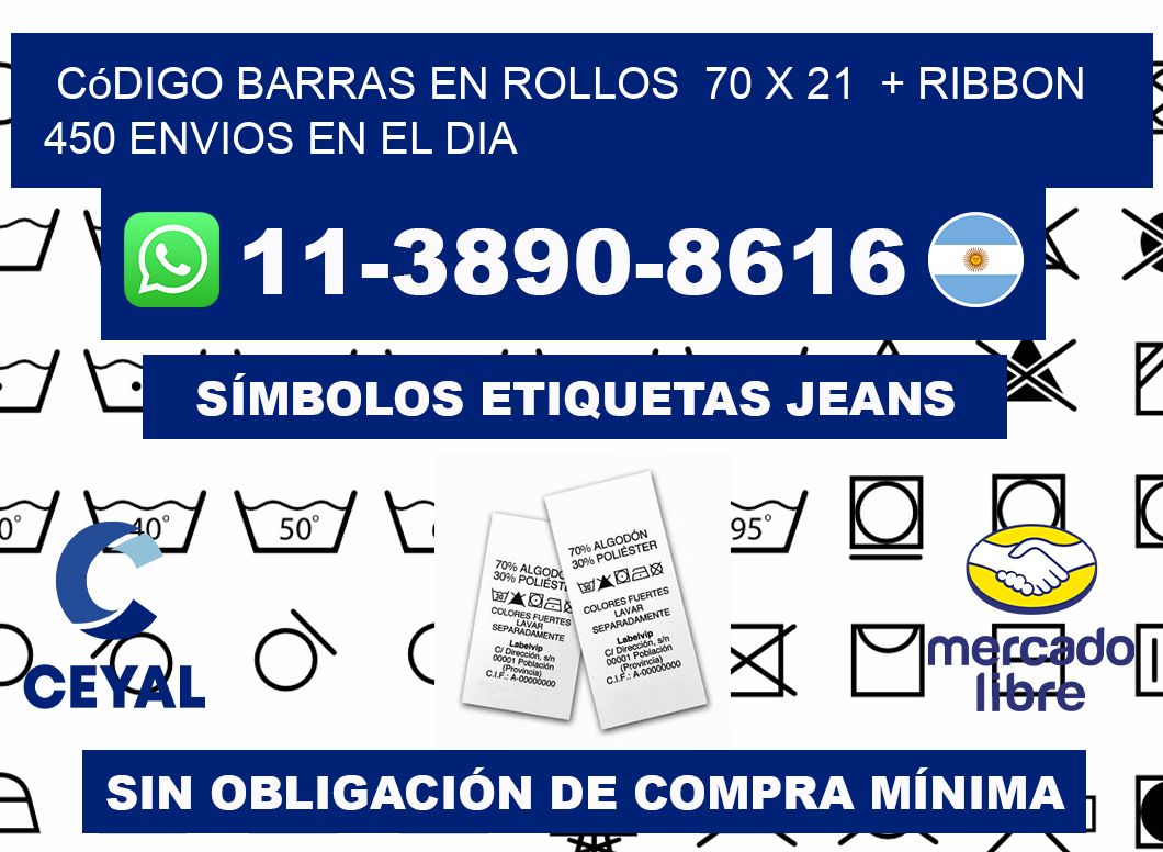 código barras en rollos  70 x 21  + ribbon  450 Envios en el dia