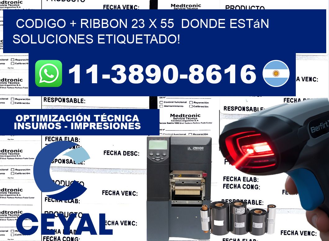 codigo + ribbon 23 x 55  donde están soluciones etiquetado!